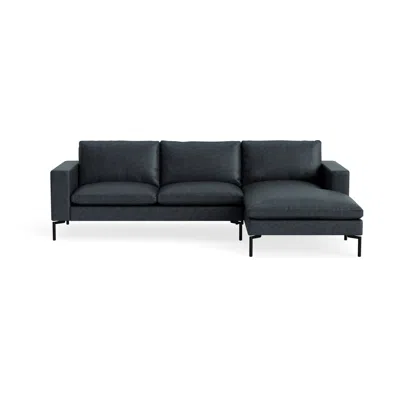 Blu Dot New Standard Sofa With Chaise - Ink Leather / Black / Right