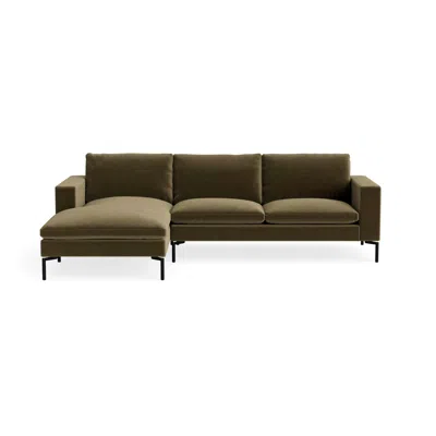 Blu Dot New Standard Sofa With Chaise - Moss Velvet / Black / Left In Green