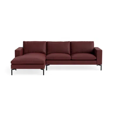 Blu Dot New Standard Sofa With Chaise - Oxblood Leather / Black / Left