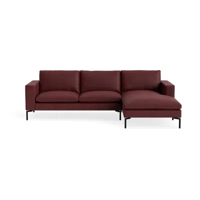 Blu Dot New Standard Sofa With Chaise - Oxblood Leather / Black / Right