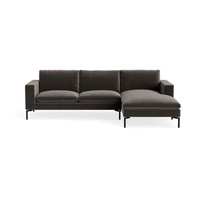Blu Dot New Standard Sofa With Chaise - Storm Velvet / Black / Right In Gray