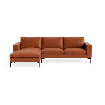 Blu Dot New Standard Sofa With Chaise - Toffee Leather / Black / Left