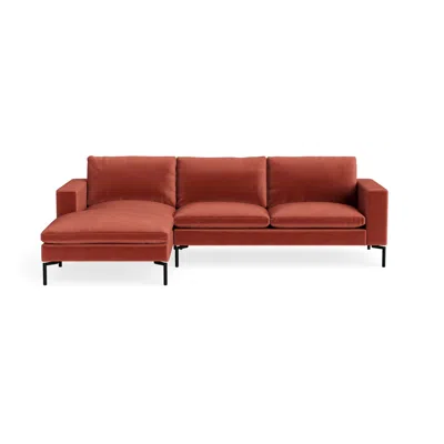 Blu Dot New Standard Sofa With Chaise - Tomato Velvet / Black / Left In Red