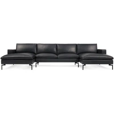 Blu Dot New Standard U-shaped Sectional Sofa In Granite Leather/black