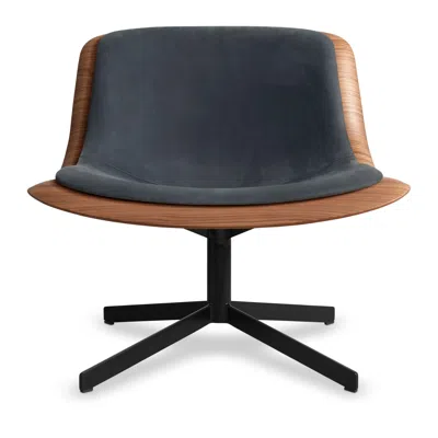Blu Dot Nonesuch Leather Swivel Lounge Chair In Walnut/ink Leather