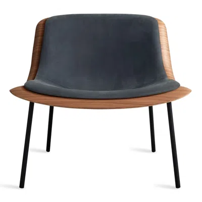 Blu Dot Nonesuch Upholstered Lounge Chair - Walnut / Ink Leather In Blue