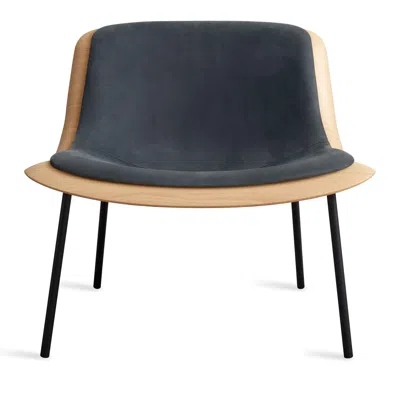 Blu Dot Nonesuch Upholstered Lounge Chair - White Oak / Ink Leather In Blue