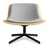 Blu Dot Nonesuch Upholstered Swivel Lounge Chair In White Oak/vesper Light Grey