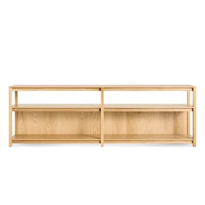 Blu Dot Open Plan Long And Low Bookcase - White Oak In Brown