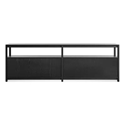 Blu Dot Open Plan Long And Low Bookcase With Storage - Black On Oak