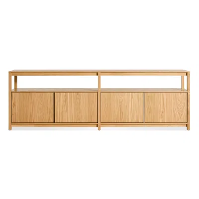 Blu Dot Open Plan Long And Low Bookcase With Storage - White Oak In Brown