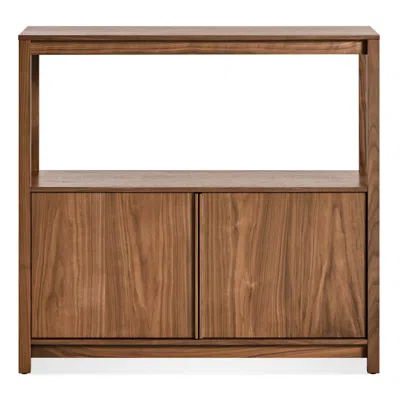 Blu Dot Open Plan Small Low Bookcase With Storage In Walnut