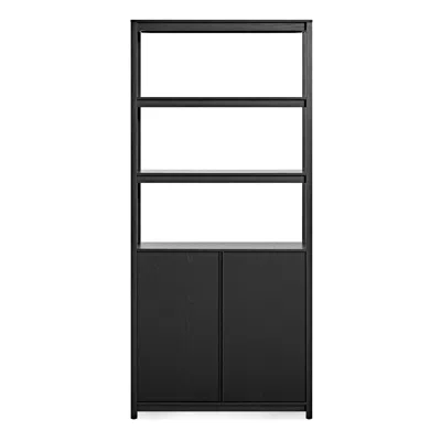 Blu Dot Open Plan Tall Bookcase With Storage In Black On Oak