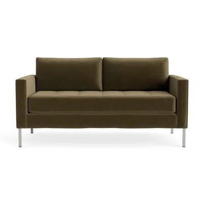 Blu Dot Paramount 66" Sofa - Moss Velvet / Stainless Steel In Green