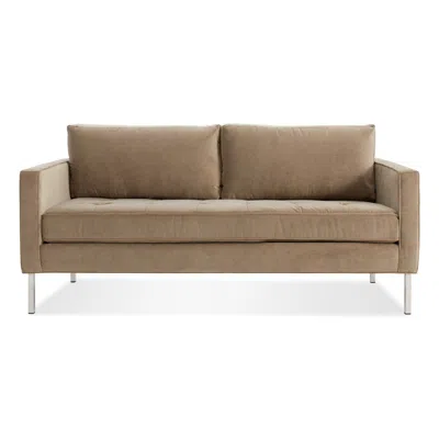 Blu Dot Paramount 66" Sofa - Otter Velvet / Stainless Steel In Brown