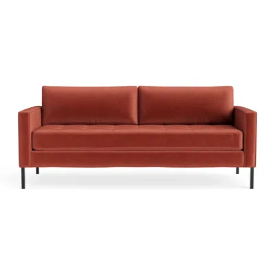 Blu Dot Paramount 80" Sofa - Tomato Velvet / Metal In Red