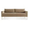 Blu Dot Paramount Medium Velvet Sofa In Otter Velvet/stainless Steel