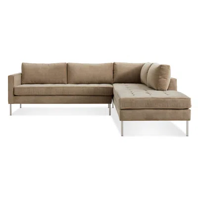 Blu Dot Paramount Sectional Sofa - Otter Velvet / Stainless Steel / Right