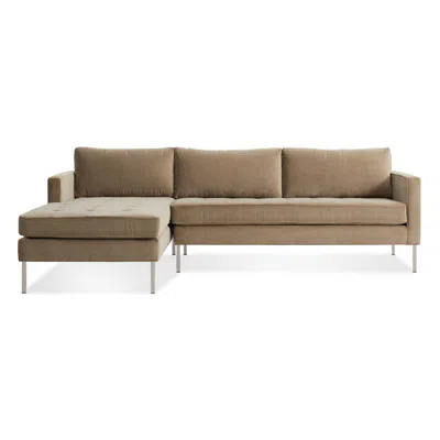 Blu Dot Paramount Sofa With Chaise - Otter Velvet / Stainless Steel / Left