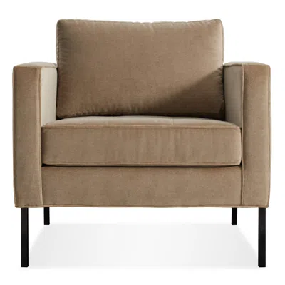 Blu Dot Paramount Velvet Lounge Chair In Otter Velvet/metal