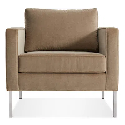 Blu Dot Paramount Velvet Lounge Chair In Otter Velvet/stainless Steel