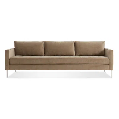 Blu Dot Paramount Velvet Sofa In Otter Velvet/stainless Steel
