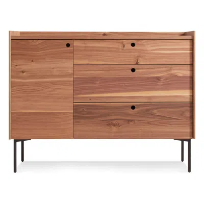 Blu Dot Peek 1 Door 3 Drawer Credenza In Rustic Walnut