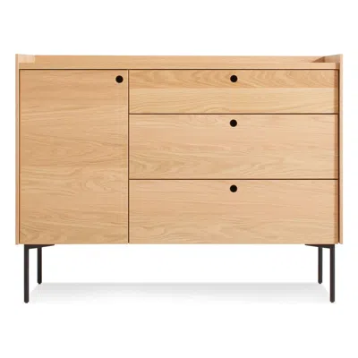 Blu Dot Peek 1 Door / 3 Drawer Credenza - White Oak / Cararra