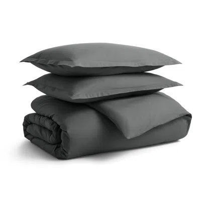 Blu Dot Percale Duvet Set - Charcoal / Full/queen In Gray