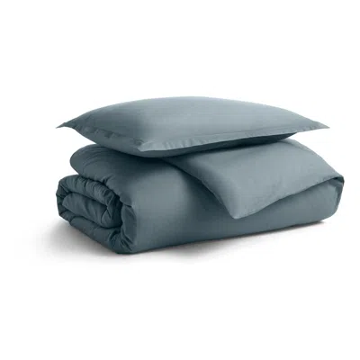 Blu Dot Percale Duvet Set - Grey Blue / Twin In Multi