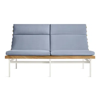 Blu Dot Perch Outdoor 2 Seat Sofa - Sunbrella Haze / White In Blue