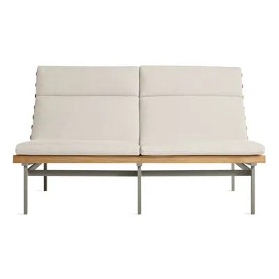 Blu Dot Perch Outdoor 2 Seat Sofa - Sunbrella Linen / Charcoal In White
