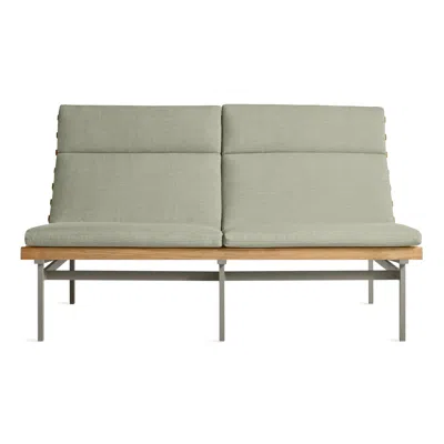 Blu Dot Perch Outdoor 2 Seat Sofa - Sunbrella Oasis / Charcoal In Green