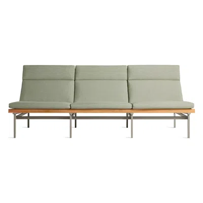 Blu Dot Perch Outdoor 3 Seat Sofa - Sunbrella Oasis / Charcoal In Green