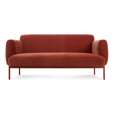 Blu Dot Puff Puff Velvet Studio Sofa In Tomato Velvet