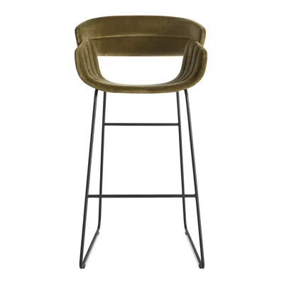 Blu Dot Racer Stool - Barstool / Moss Velvet In Green