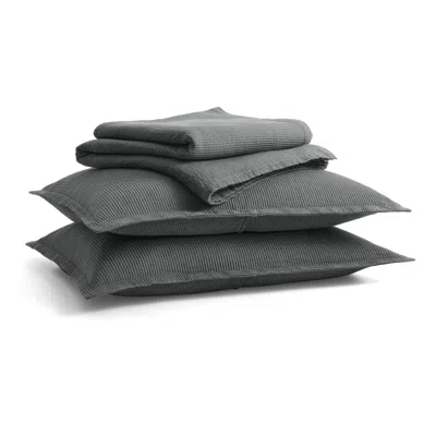 Blu Dot Ripple Coverlet Set - Charcoal / Charcoal / King