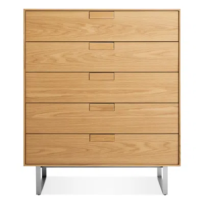 Blu Dot Series 11 5 Drawer Dresser - White Oak / Stainless Steel In Brown