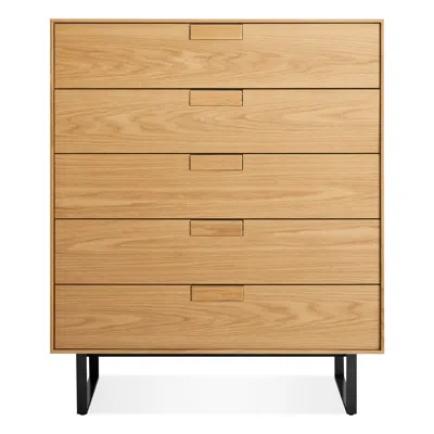 Blu Dot Series 11 5 Drawer Dresser In White Oak/oblivion
