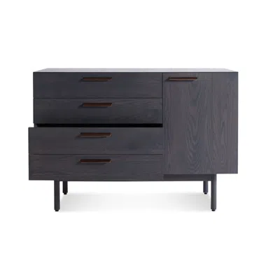 Blu Dot Shale 4 Drawer / 1 Door Credenza - Smoke In Gray