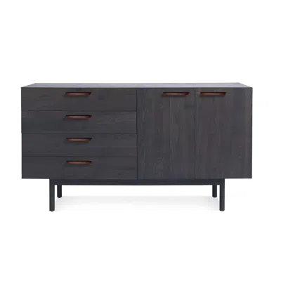 Blu Dot Shale 4 Drawer / 2 Door Credenza - Smoke In Gray