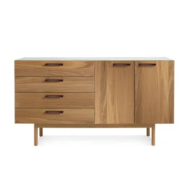 Blu Dot Shale 4 Drawer / 2 Door Credenza In Walnut