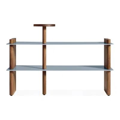 Blu Dot Shoegaze Shoe Rack - Walnut / Grey Blue