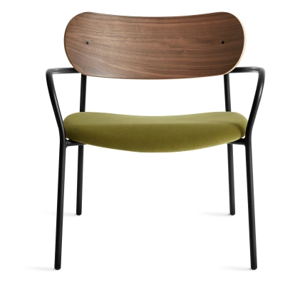 Blu Dot Sidebyside Lounge Chair In Walnut/loden Green Velvet