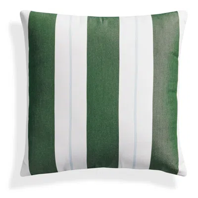 Blu Dot Signal Outdoor 20" Square Pillow - Sunbrella Ivy Stripe In Green