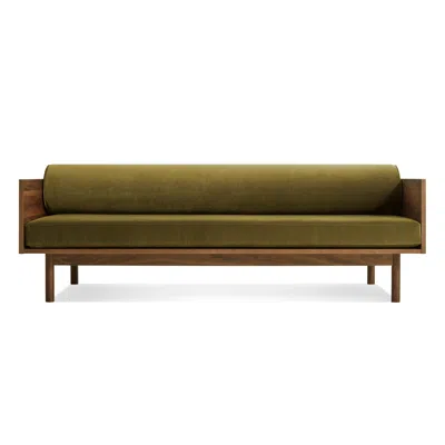 Blu Dot Souvenir Velvet Sofa In Loden Green Velvet/walnut