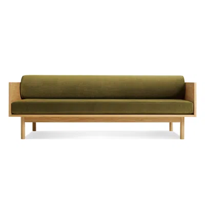 Blu Dot Souvenir Velvet Sofa In Loden Green Velvet/white Oak
