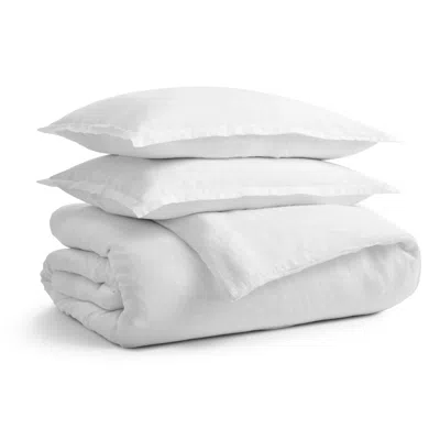 Blu Dot Stone Washed Linen Duvet Set - White / King