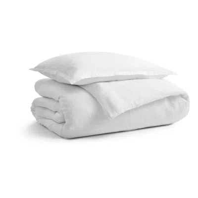 Blu Dot Stone Washed Linen Duvet Set - White / Twin