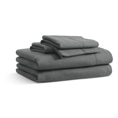 Blu Dot Stone Washed Linen Sheet Set - Charcoal / Full In Gray